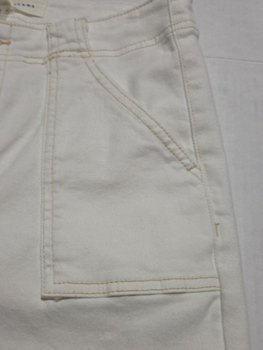 Cream Wide-Leg Jeans with Utility Front Pockets - Picture 5 of 9